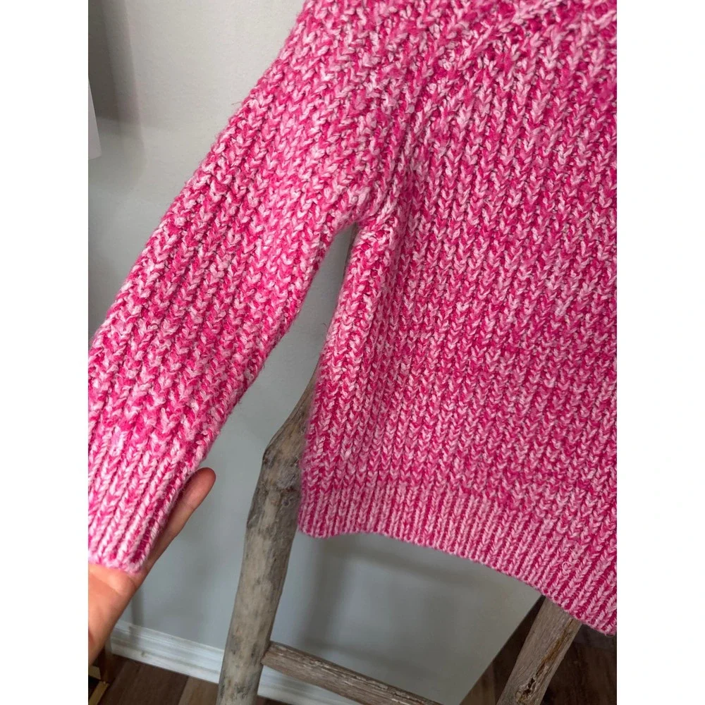 Zara Pink & White Marbled Twisted Yarn Chunky Knit Sweater size 8